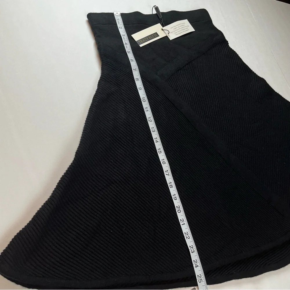 Anthropologie Tracy Reese Womens SZ Medium Black Flared Mini Skirt Knit Midi NEW